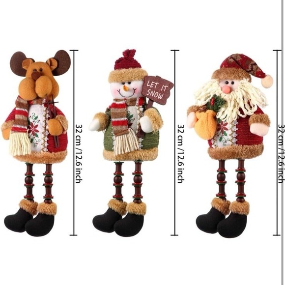 Sumind 3-Piece Christmas Santa Claus, Snowman & Reindeer Ornament Set - Long Leg - Picture 2 of 6
